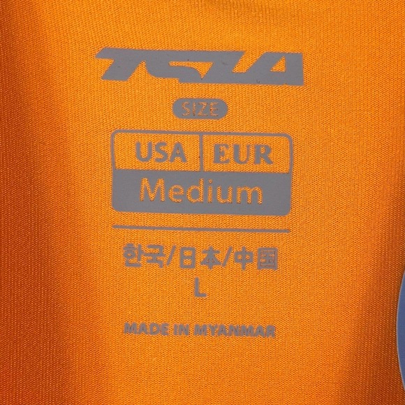 TSLA Mens M‎ Athletic T shirt Stretch UPF50+ Orange Mock Neck NWT - Picture 3 of 13